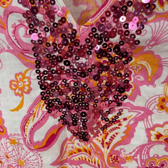 saint tropez west pink floral sequined top size 2X - Picture 3 of 4